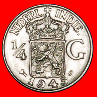 • USA SILVER: NETHERLANDS EAST INDIES★ 1/4 GULDEN 1945S! WILHELMINA (1890-1948)! DISCOVERY COIN! LOW START ★ NO RESERVE! - Niederländisch-Indien