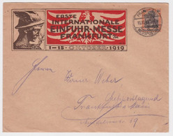 93660 DR Ganzsachen Umschlag PU 1.Einfuhrmesse Frankfurt A.M. 1919 - Buste