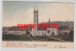 78964 Ak Küsnacht (Canton Zürich) Totalansicht Mit Kirche Um 1900 - Küsnacht