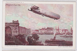 73664 Original Zeppelin Postkarte Nr.4 Zeppelin über Mannheim Um 1920 - Dirigeables