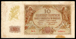 Poland,10  Zlotzy 1940,P.94,as Scan - Pologne