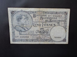 BELGIQUE * : 5 FRANCS   27-4-1938   COB 12 ** / P 108a     TB+ *** - 5 Francs