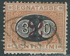 1890-91 REGNO SEGNATASSE USATO SOPRASTAMPATO 30 SU 2 CENT - RE28-7 - Taxe