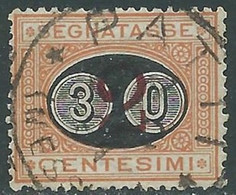 1890-91 REGNO SEGNATASSE USATO SOPRASTAMPATO 30 SU 2 CENT - RE31-5 - Portomarken