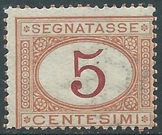 1890-94 REGNO SEGNATASSE 5 CENT MNH ** - RE28-5 - Portomarken