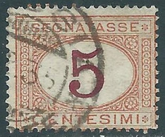 1890-94 REGNO SEGNATASSE USATO 5 CENT - RE31-7 - Portomarken