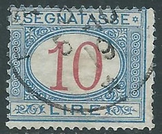 1890-94 REGNO SEGNATASSE USATO 10 LIRE - RE28-9 - Portomarken