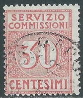 1913 REGNO SERVIZIO COMMISSIONI USATO 30 CENT - RE31-9 - Vaglia Postale