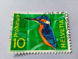 SUISSE - Helvetia - Timbre 1966 : Pronatura - Oiseaux - Le Martin-pêcheur - Usati