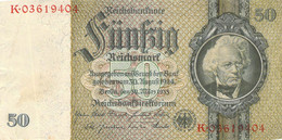 50 Reichsmark Reichsbanknote Berlin, 30.März 1933 Ro.175d Kriegsdruck - 20 Reichsmark