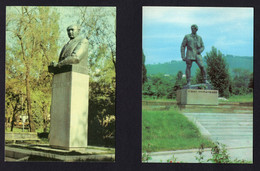 Kazakhstan 1988-89. Alma-Ata. Monuments To Auezov & Muratbaev. 2 Postcards** - Kazajstán