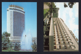 Kazakhstan 1982,87. Alma-Ata. Hotel  "Kazakhstan" & Hotel "Otrar".  2 Postcards** - Kazakistan