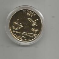 G-I-E , Monnaie , Quarter Dollars Américains FLORIDA , 1845-2004 , Doré à L'or Fin 24 Carats , 2 Scans - 1999-2009: State Quarters