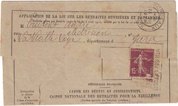 Gironde - Bordeaux - Bulletin De Situation - Retraites Ouvrières Et Paysannes - 23 Août 1926 - Posttarieven