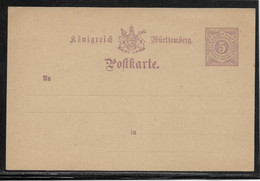 Wurtemberg - Entiers Postaux - Postwaardestukken