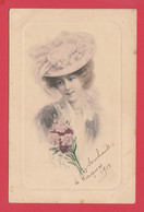 CPA-Art Nouveau - Viennoise - WICHERA N° 450-Femme élégante - Chapeau Bouquet Belle Colorisation*SUP 2 SCANS - Wichera