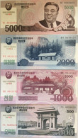 North Korea 5-5000 Won 9 UNC Commemorative Banknotes 2002-2013 100th Anniversary Of Kim Il Sung's Birthday - Korea, North