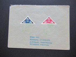 BuM 1942 Zustellungsmarke Dreieckmarke Nr. 52 Und Portomarke Nr. 15 Mit Grünem SST Brünn 1 Tag Der Deutschen Polizei - Cartas & Documentos