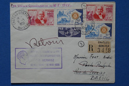 U4 FRANCE   BELLE LETTRE RECOM. 1955 CHATEAU GONTIER  PARIS POUR RIO BRESIL +  + AFFRANC. PLAISANT - 1927-1959 Covers & Documents