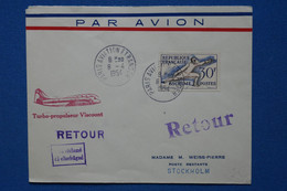U5 FRANCE BELLE LETTRE 1954  PARIS STOCHKOLM PAR TURBO P. + AFFRANC. PLAISANT - 1927-1959 Covers & Documents