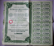 Action 250 Lei 1908 Société Anonyme Roumano Belge De Petrole Avec Ses 20 Coupons - Oil