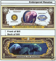 USA 1 Million Dollar Novelty Banknote 'Manatee' - Endangered Species Series - UNC - Otros – América