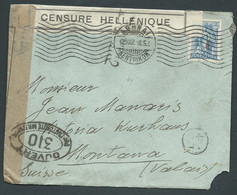 Lsc Censurée ( Censure Hellenique )    En Provenance D'athene Pour La Suisse  Avril 1918  - Mald 8304 - Briefe U. Dokumente