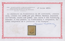 1878 Levante 20 C. Discreta Centratura Certificato  MLH +++ - Emissioni Generali