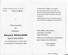 GC .  HERBEUMONT ..-- Mr Edouard BOULANGER , époux De Mme Josée DEBONI , Né En 1918 , Décédé En 1987 . - Herbeumont