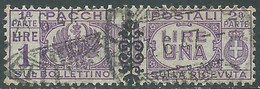 1945 LUOGOTENENZA PACCHI POSTALI USATO 1 LIRA - CZ19-5 - Colis-postaux