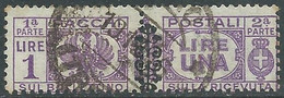 1945 LUOGOTENENZA PACCHI POSTALI USATO 1 LIRA - CZ19-10 - Postpaketten