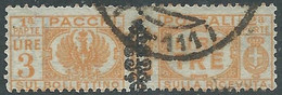 1945 LUOGOTENENZA PACCHI POSTALI USATO 3 LIRE - CZ38 - Postal Parcels