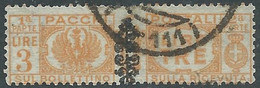 1945 LUOGOTENENZA PACCHI POSTALI USATO 3 LIRE - CZ38 - Paquetes Postales