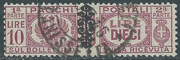 1945 LUOGOTENENZA PACCHI POSTALI USATO 10 LIRE - CZ38-5.2 - Paketmarken