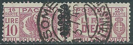 1945 LUOGOTENENZA PACCHI POSTALI USATO 10 LIRE - CZ38-6.2 - Postpaketten