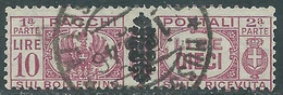 1945 LUOGOTENENZA PACCHI POSTALI USATO 10 LIRE - CZ38-6.3 - Colis-postaux