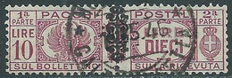 1945 LUOGOTENENZA PACCHI POSTALI USATO 10 LIRE - CZ38-7 - Pacchi Postali