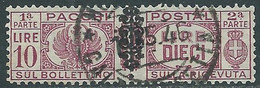 1945 LUOGOTENENZA PACCHI POSTALI USATO 10 LIRE - CZ38-7 - Colis-postaux