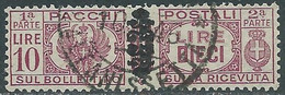 1945 LUOGOTENENZA PACCHI POSTALI USATO 10 LIRE - CZ38-7.2 - Postal Parcels