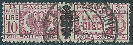 1945 LUOGOTENENZA PACCHI POSTALI USATO 10 LIRE - CZ38-9.2 - Postal Parcels