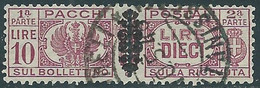 1945 LUOGOTENENZA PACCHI POSTALI USATO 10 LIRE - CZ38-9.2 - Paquetes Postales