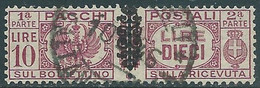 1945 LUOGOTENENZA PACCHI POSTALI USATO 10 LIRE - CZ44 - Pacchi Postali