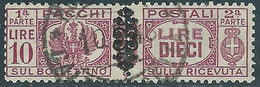 1945 LUOGOTENENZA PACCHI POSTALI USATO 10 LIRE - CZ44-6 - Paquetes Postales