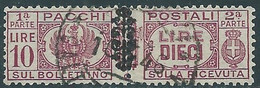 1945 LUOGOTENENZA PACCHI POSTALI USATO 10 LIRE - CZ44.3 - Postal Parcels