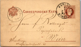 11130 - Tschechische Republik - Ganzsache , Karlsbad - Wien - Gelaufen 1883 - Ohne Zuordnung