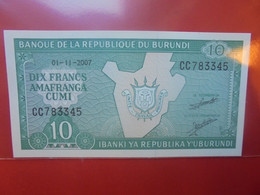 BURUNDI 10 Francs  Peu Circuler/Neuf (B.23) - Burundi