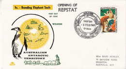 AAT 1969 Branding Elephant Seals Ca Wilkes 1st Day (FDC) Ca Opening Of Repstat (52339) - FDC