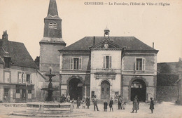 CERISIERS - LA FONTAINE, L'HOTEL DE VILLE ET L'EGLISE - BELLE CARTE ANIMEE - - Cerisiers