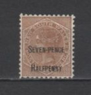 (SA0665) NEW SOUTH WALES - AUSTRALIA, 1891 (Victoria, 7½ P. On 6 P., Brown). Mi # 76. MLH* Stamp - Nuovi