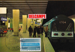 STATION DE LA DEFENSE PUTEAUX HAUTS DE SEINE RESEAU EXPRESS REGIONAL GARE TRAIN VOYAGEUR TIMBRE POSTE METRO RATP 1975 - Métro